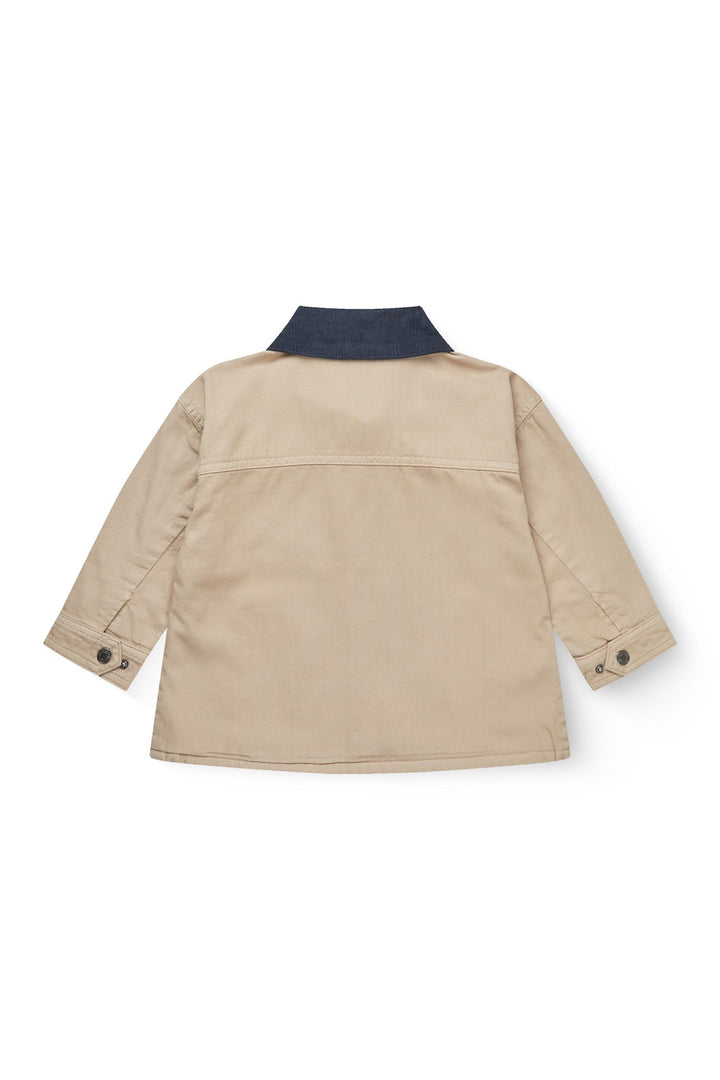 TWILL JACKET W. CORDUROY COLLAR - BEIGE COMB.