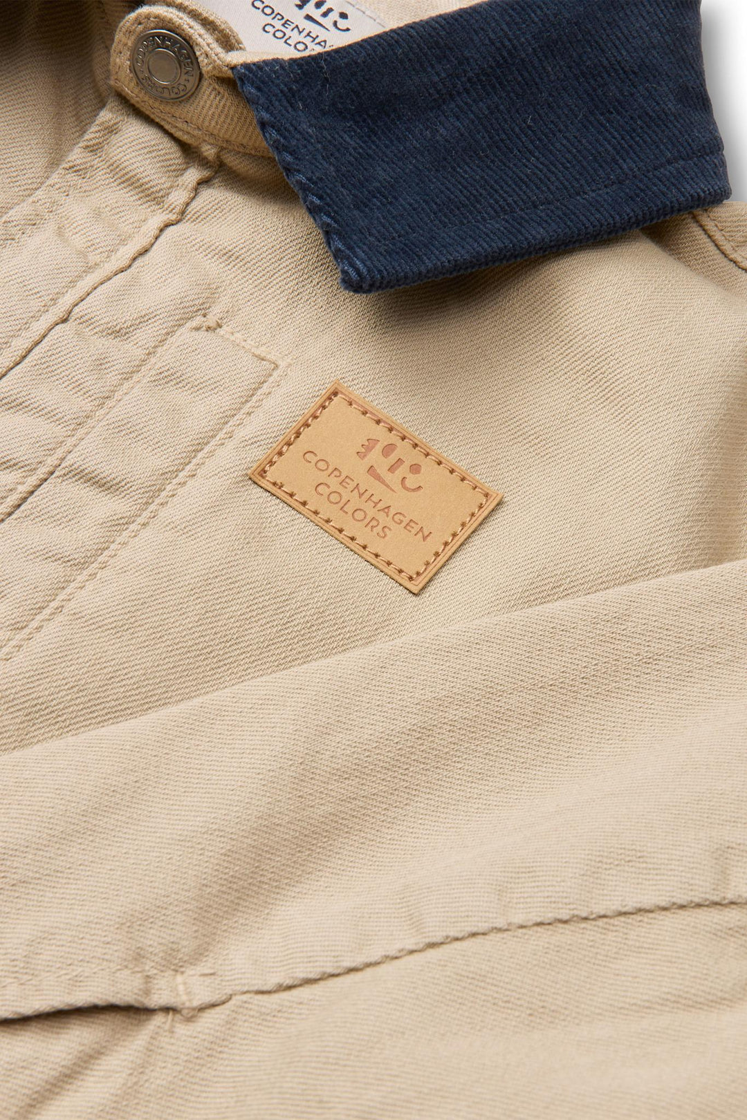 TWILL JACKET W. CORDUROY COLLAR - BEIGE COMB.
