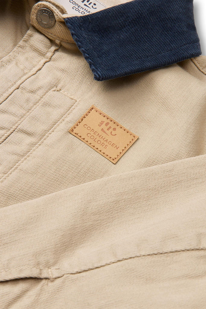 TWILL JACKET W. CORDUROY COLLAR - BEIGE COMB.