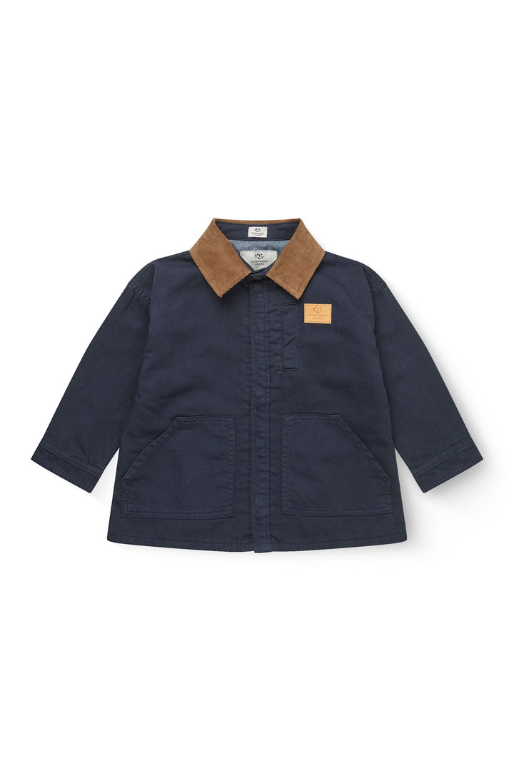 TWILL JACKET W. CORDUROY COLLAR - NAVY COMB