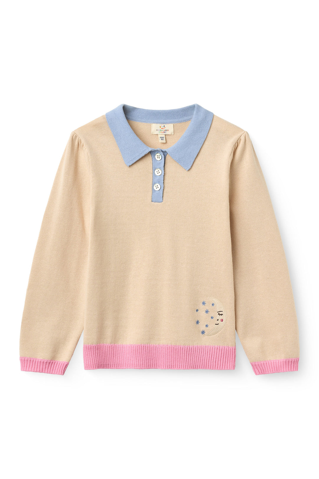 Polo Ls. w. Embroidery - BEIGE MOON COMB