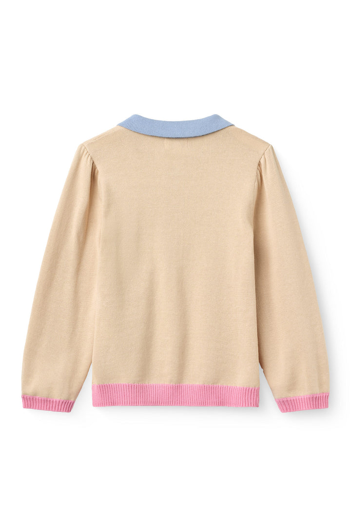 Polo Ls. w. Embroidery - BEIGE MOON COMB