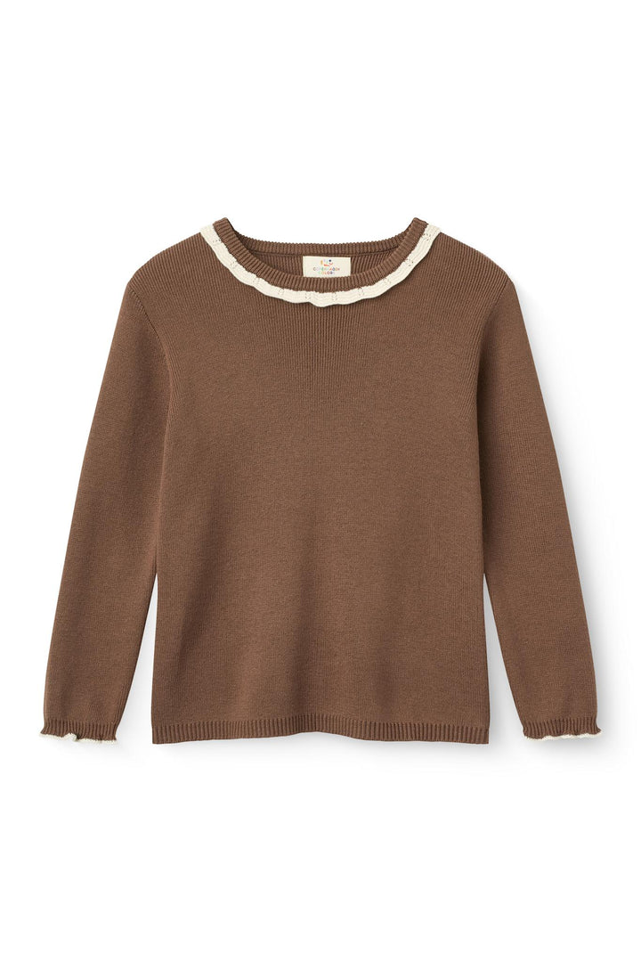 LS Blouse w. Deco Neck - Walnut Comb.
