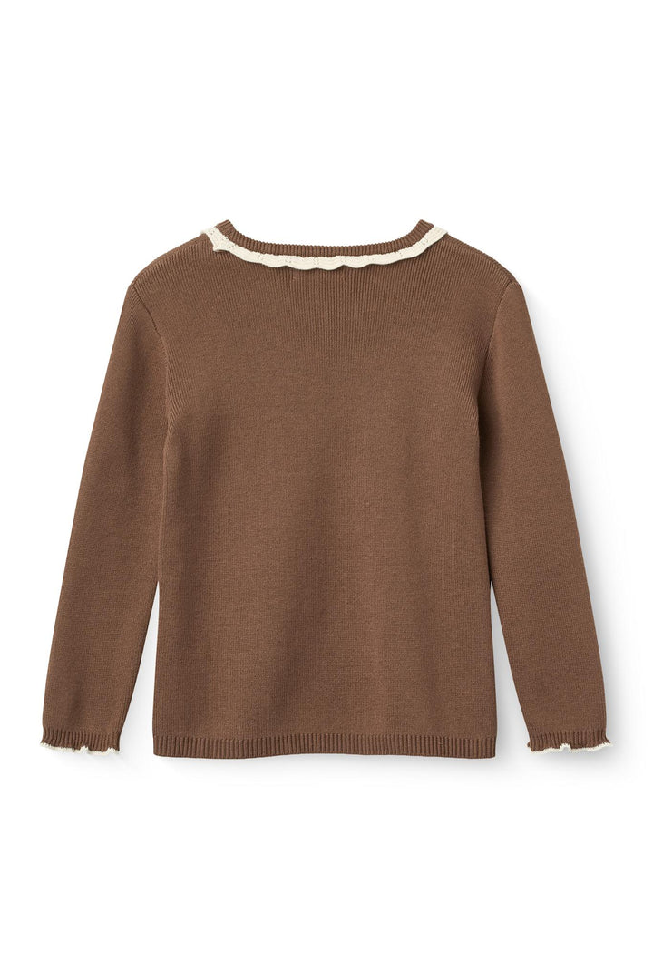 LS Blouse w. Deco Neck - Walnut Comb.