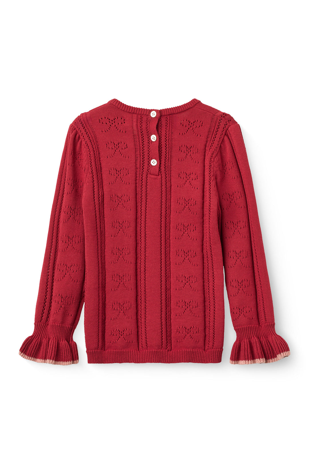 Pointelle Blouse w. Bow - Red Comb.