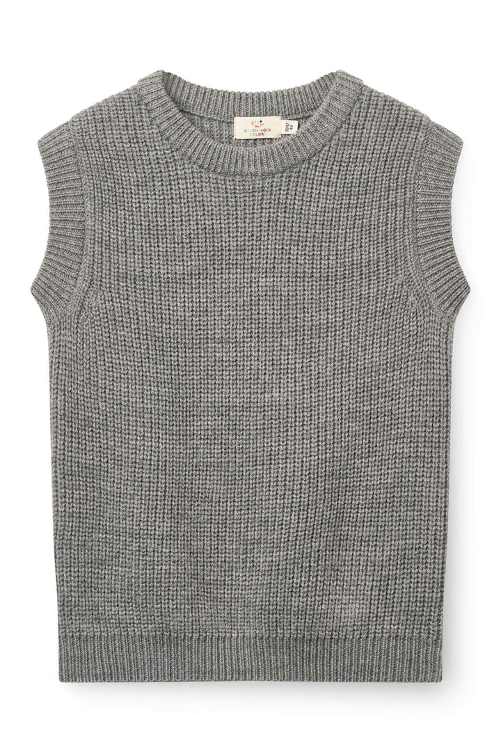 Merino Rib Vest - Grey Melange