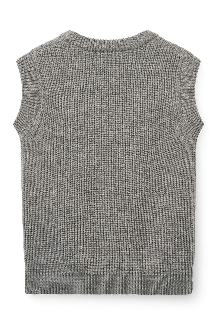 Merino Rib Vest - Grey Melange