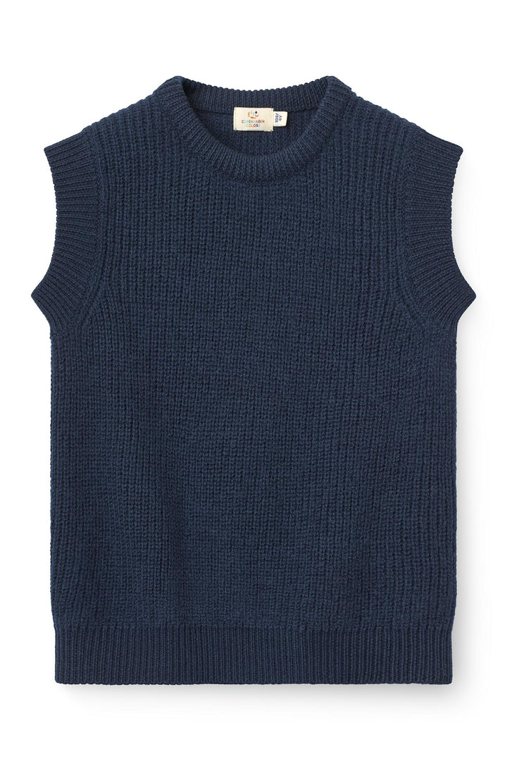 Merino Rib Vest - Navy