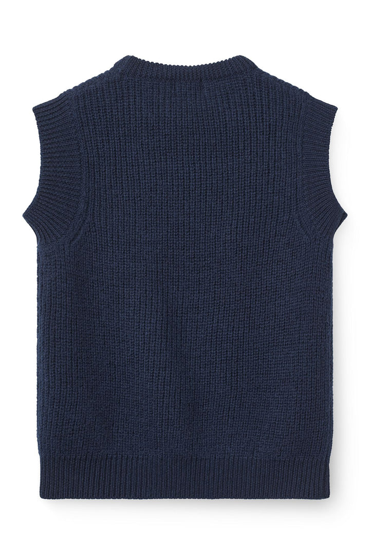 Merino Rib Vest - Navy