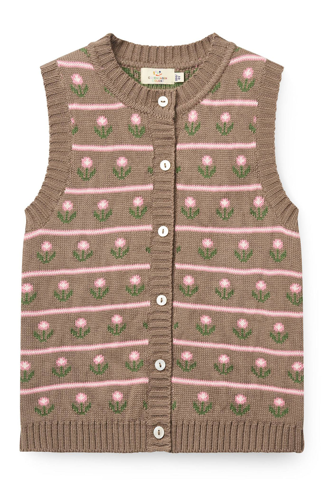Knitted Flower Pattern Vest - Walnut Flower
