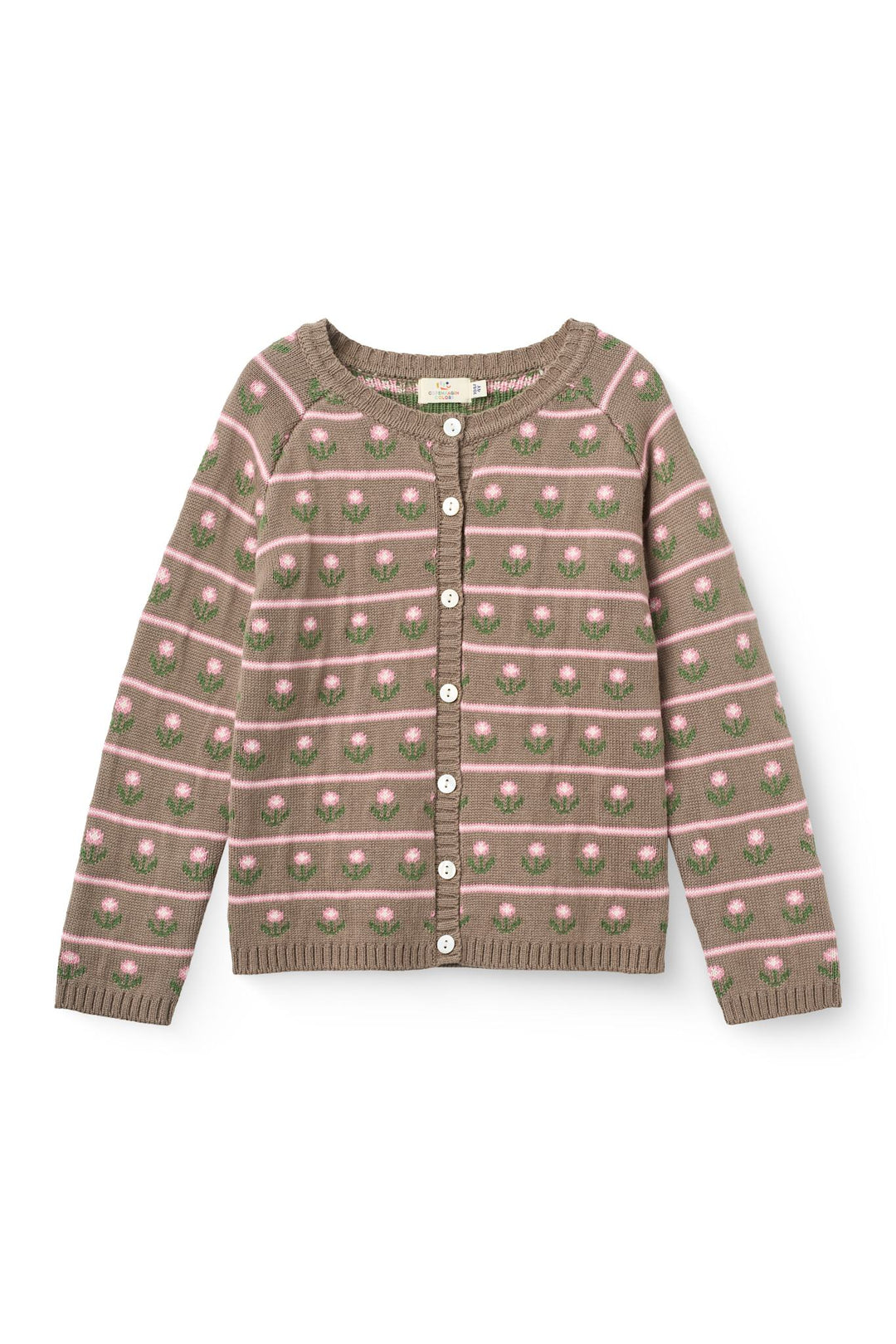 Knitted Flower Pattern Cardigan - Walnut Flower