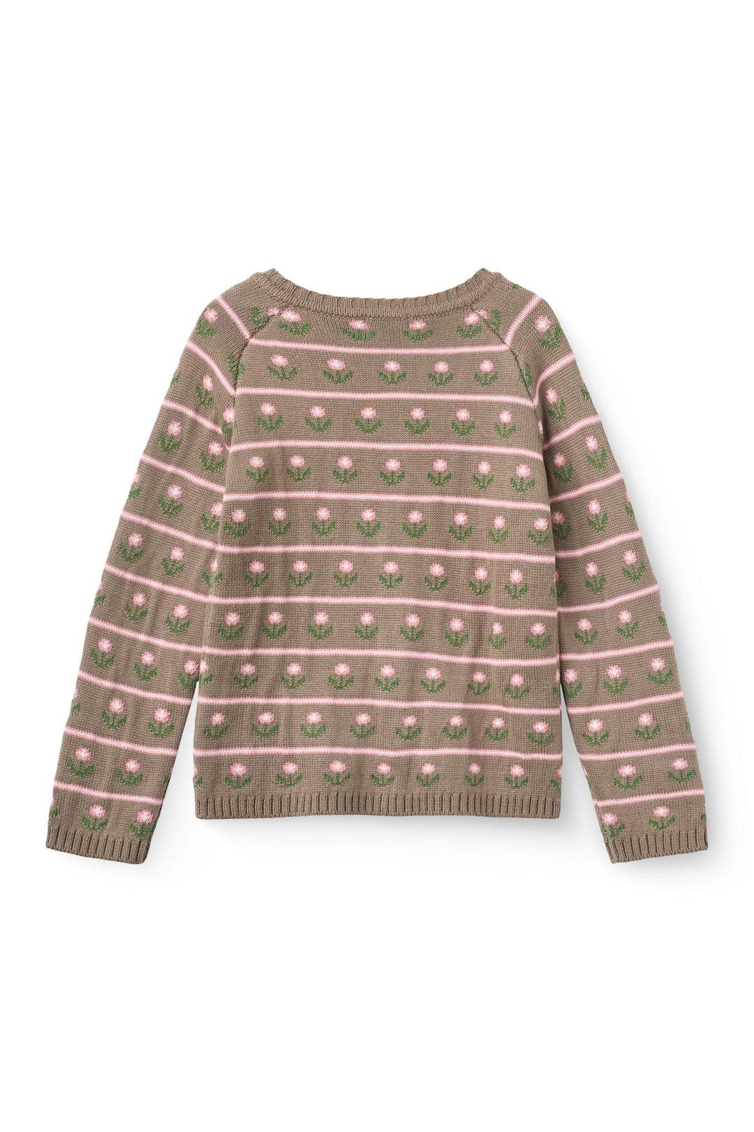 Knitted Flower Pattern Cardigan - Walnut Flower