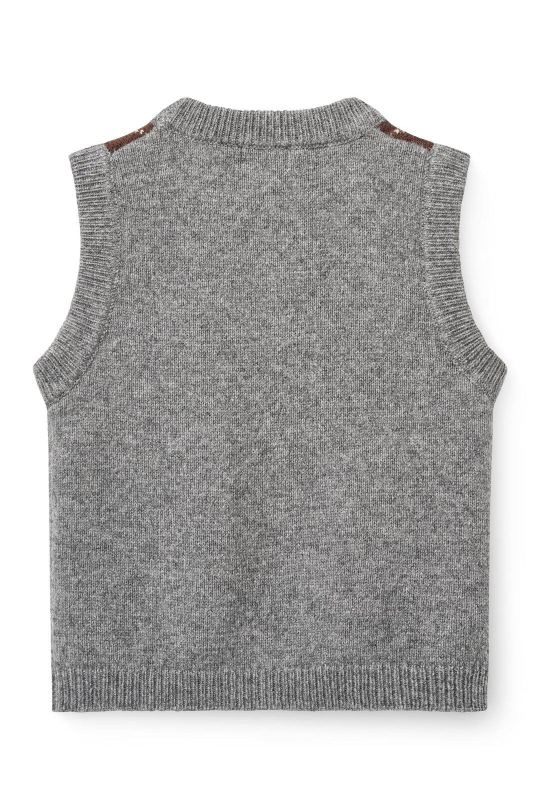 Argyle Knitted Vest - Grey Mel./Dk. Brown/Navy Comb.