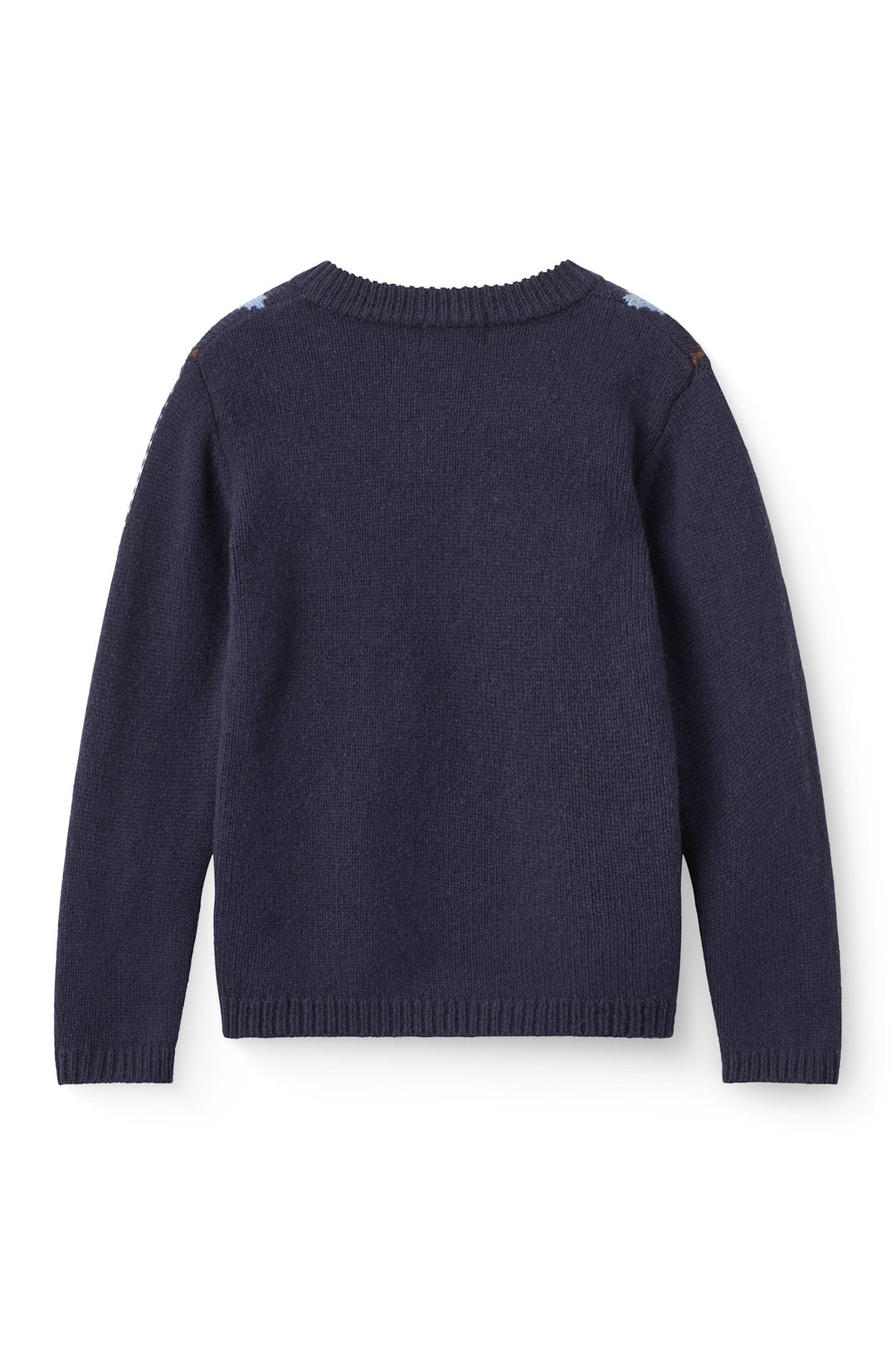 Knitted Argyle V Neck Pullover - Navy Melange Comb.