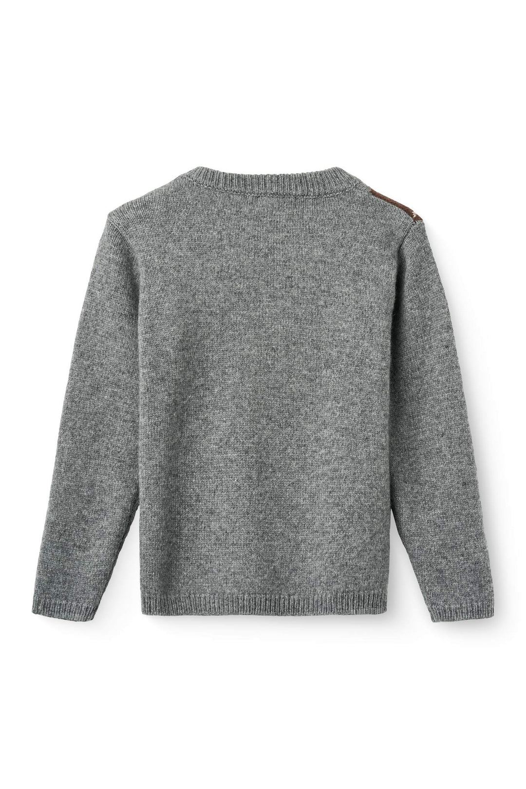 Argyle Knitted Pullover - Grey Mel./Dk. Brown/Navy Comb.