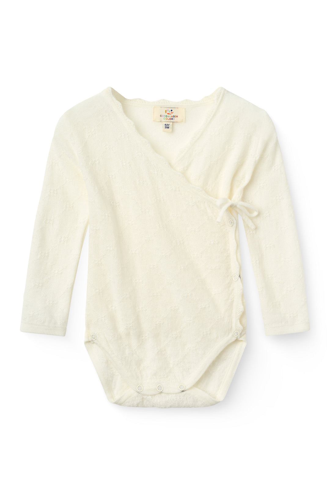 2-Pack Knitted Pointelle Cross-Over Body w. Scallop Edge & Leggings - White