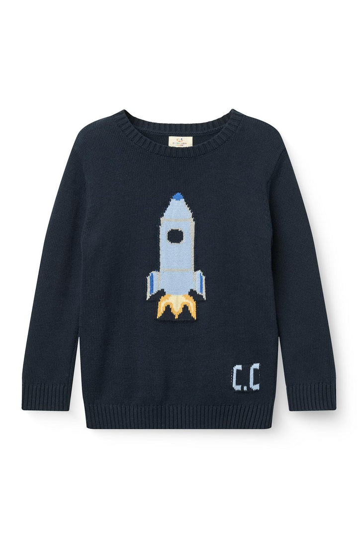 Sweater w. Icon - Navy Rocket Comb.