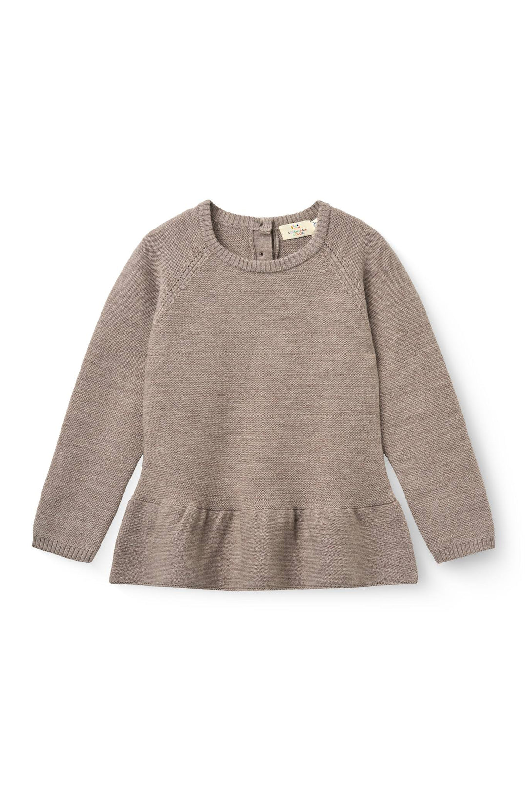 Merino Knitted Frill Blouse - Natural Melange