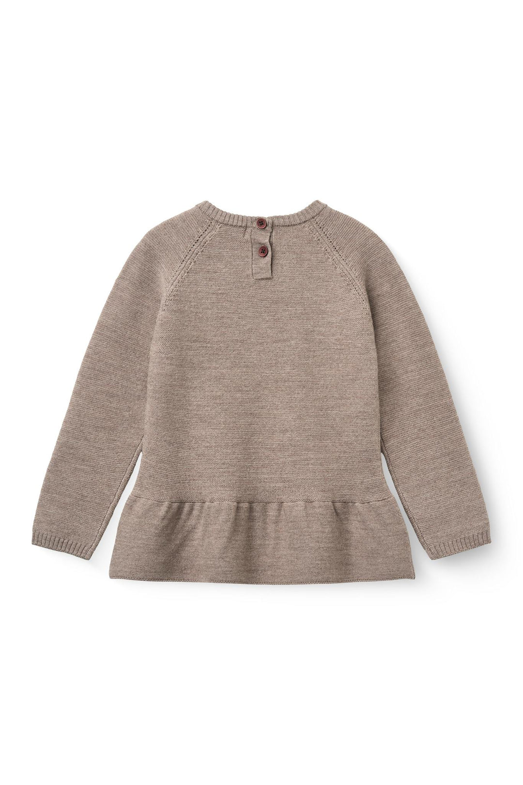 Merino Knitted Frill Blouse - Natural Melange