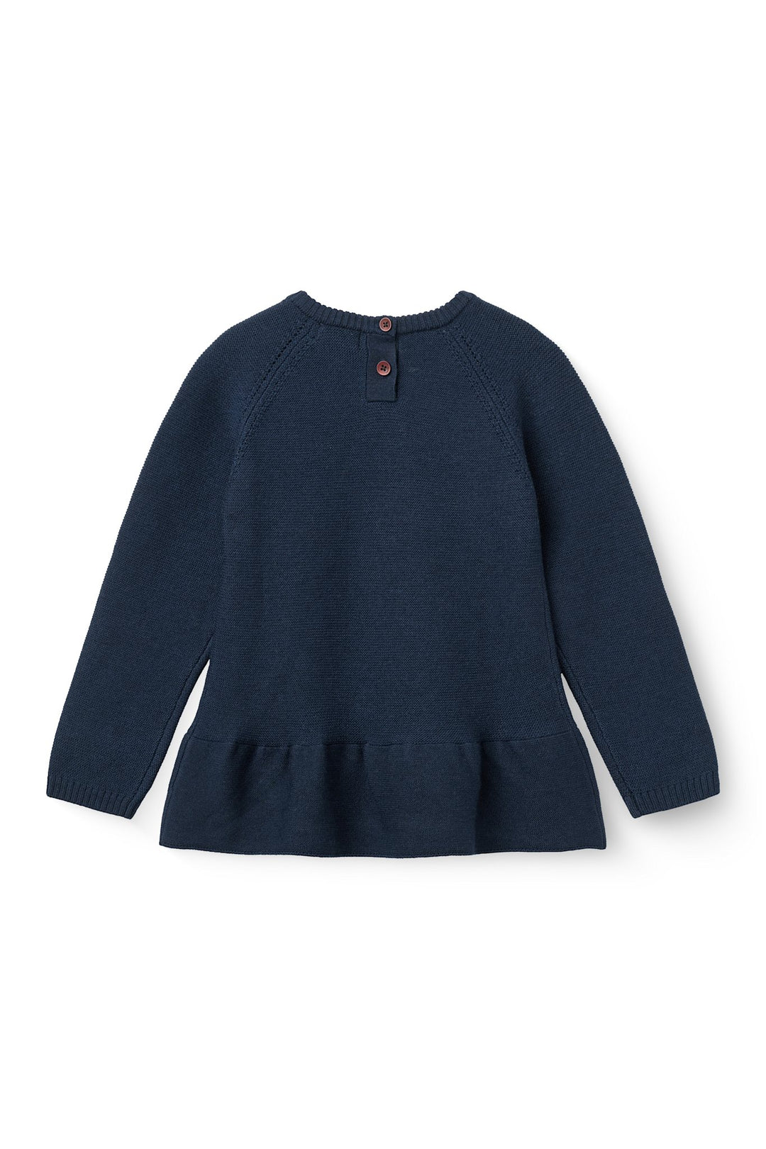 Merino Knitted Frill Blouse - Navy