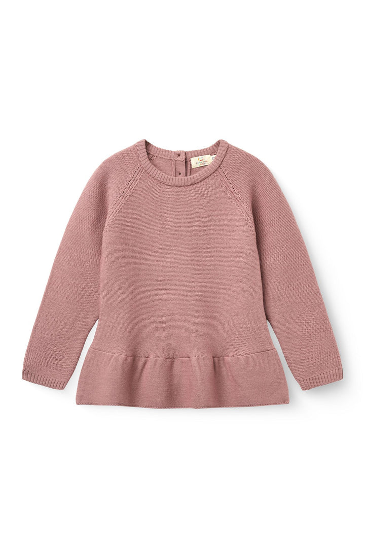 Merino Knitted Frill Blouse - Winter Rose
