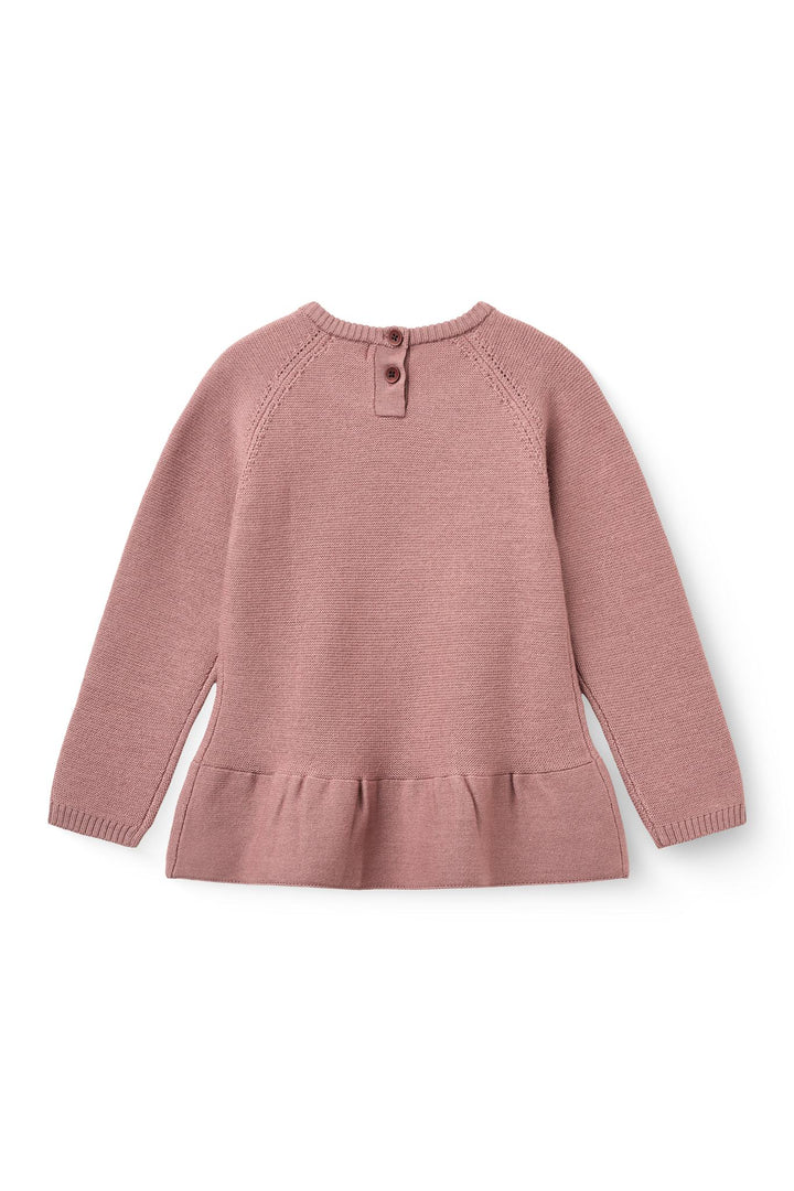 Merino Knitted Frill Blouse - Winter Rose