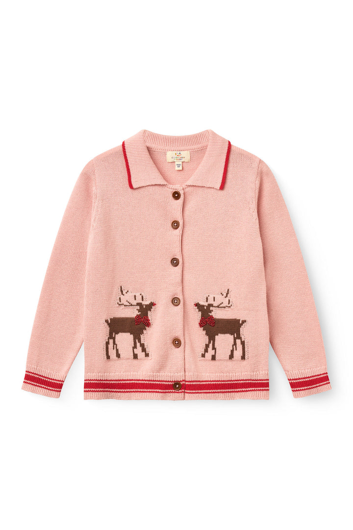 Knitted Cardigan w. Jacquard - Mellow Rose Comb.