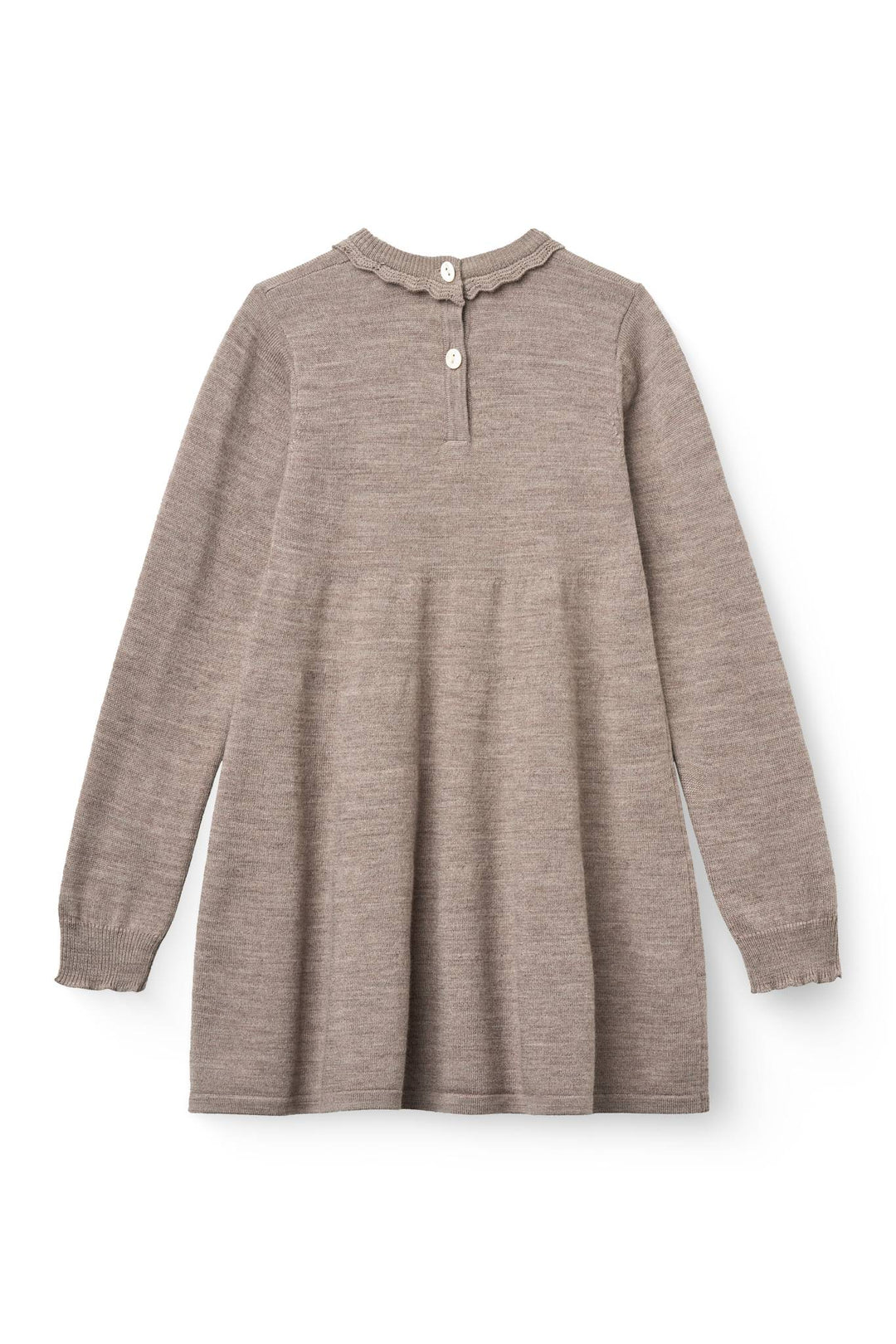 Classic Merino Dress w. Deco Neck - Natural Melange