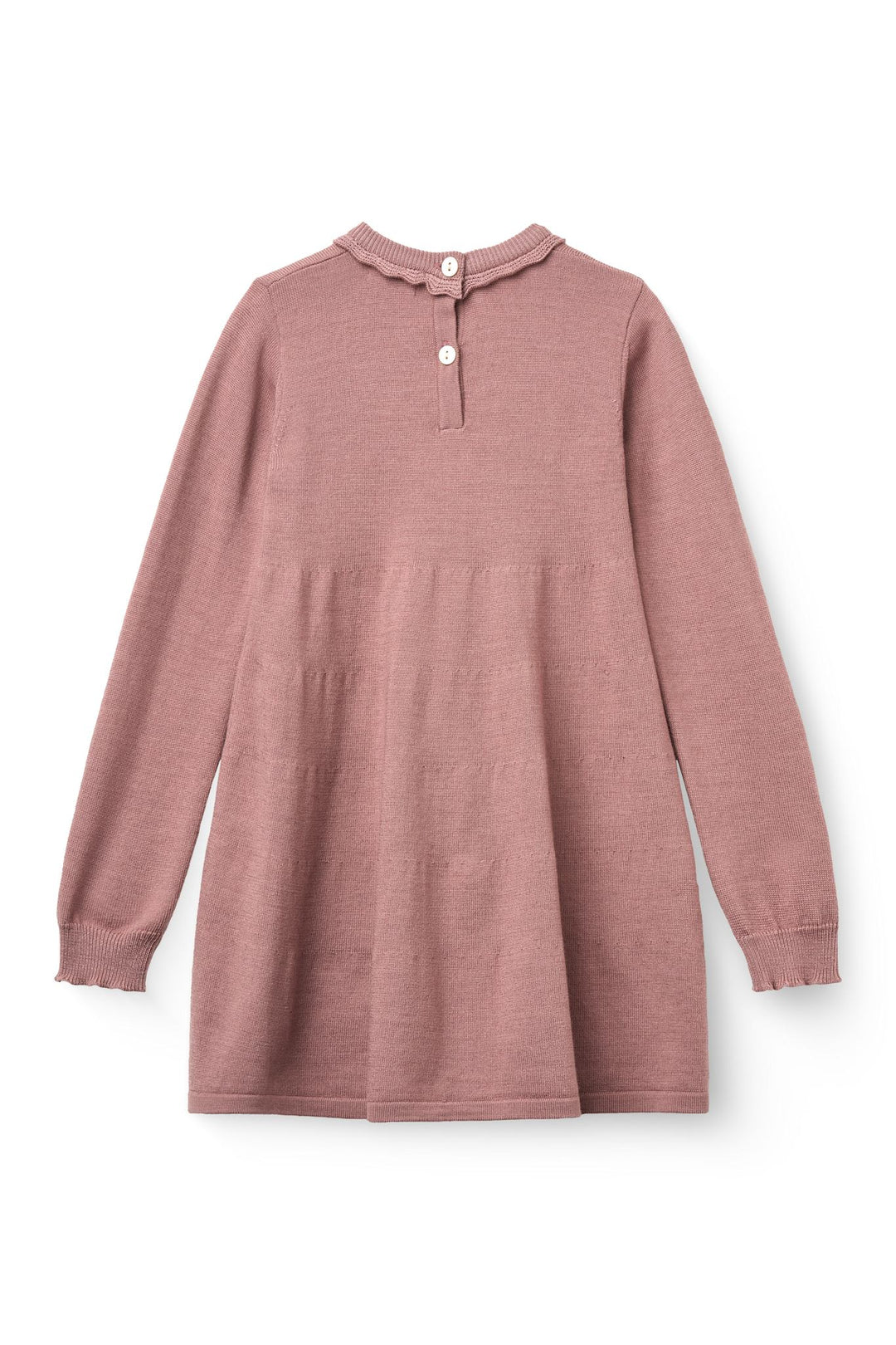 Classic Merino Dress w. Deco Neck - Winter Rose
