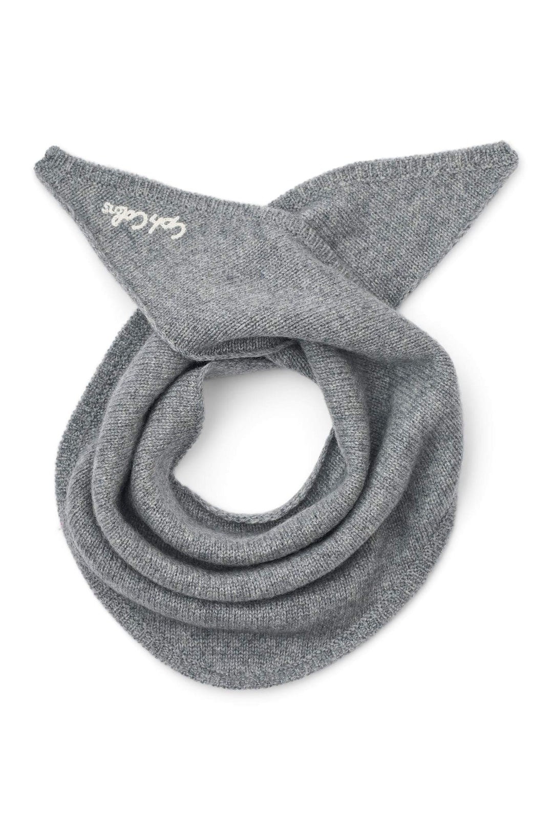 Cashmere Scarf w. Embroidery - Grey Melange Comb.