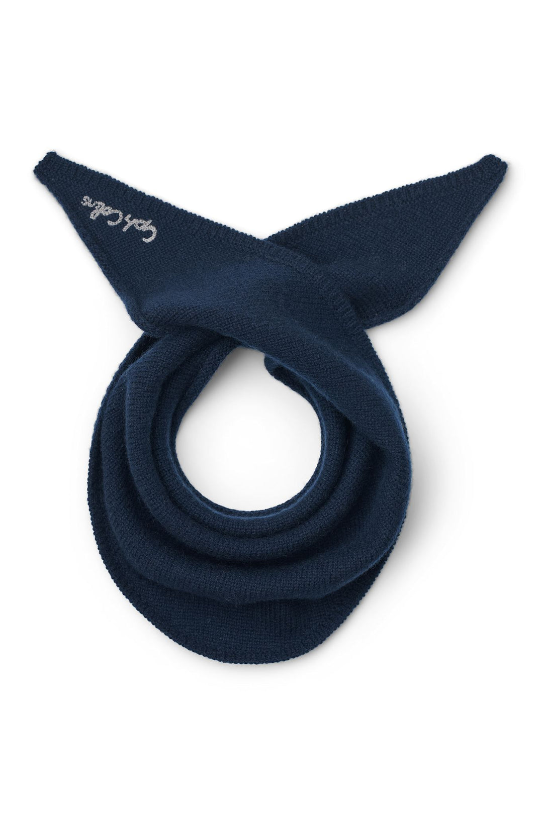 Cashmere Scarf w. Embroidery - Navy Comb.
