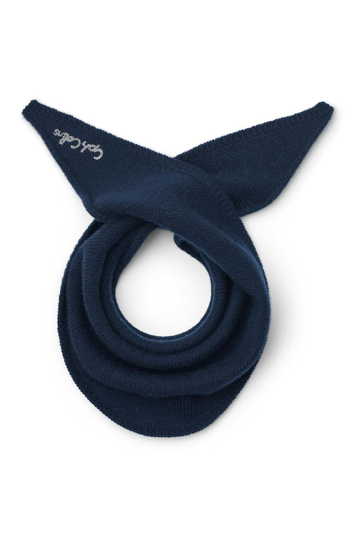 Cashmere Scarf w. Embroidery - Navy Comb.