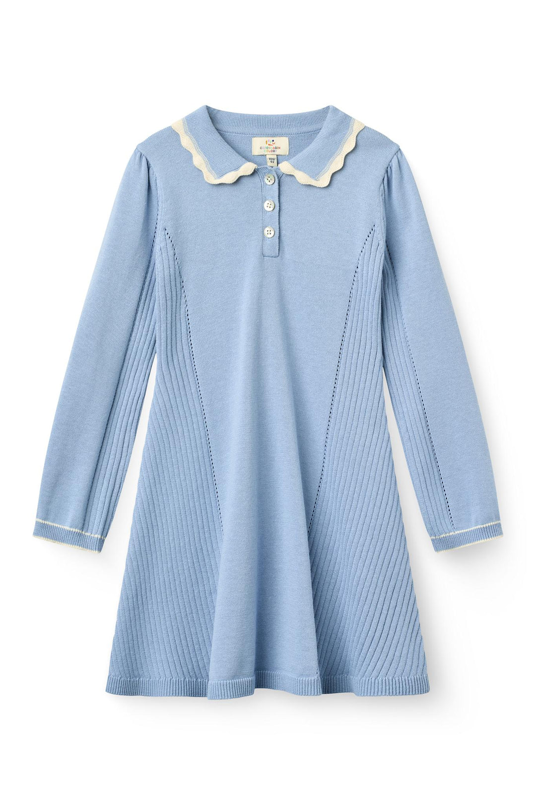 Knitted Peplum Dress Ls. - Endless Blue Comb.