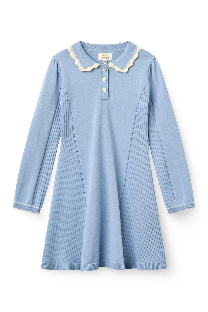 Knitted Peplum Dress Ls. - Endless Blue Comb.