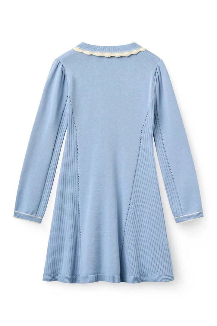 Knitted Peplum Dress Ls. - Endless Blue Comb.
