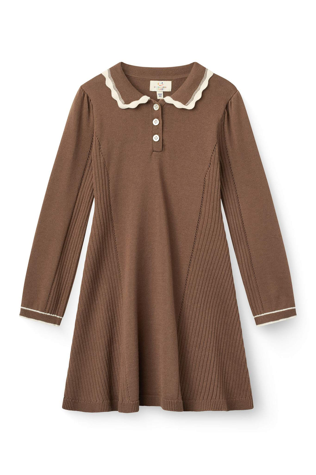 Knitted Peplum Dress Ls. - Walnut Comb.
