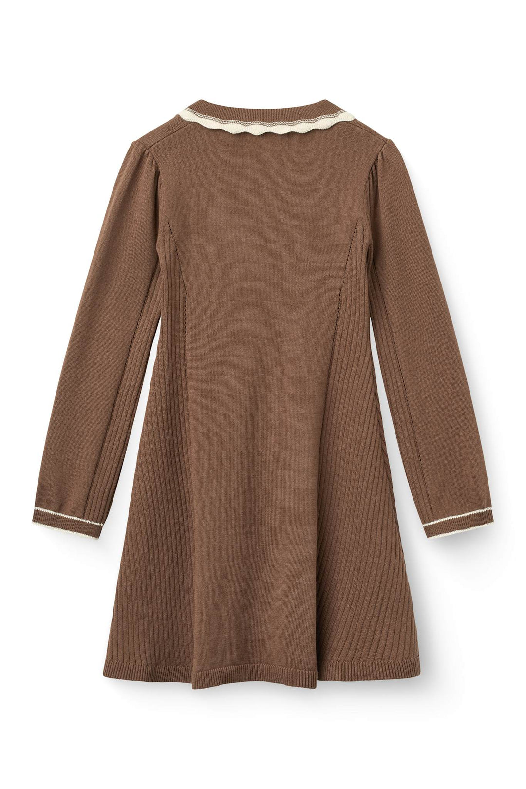Knitted Peplum Dress Ls. - Walnut Comb.