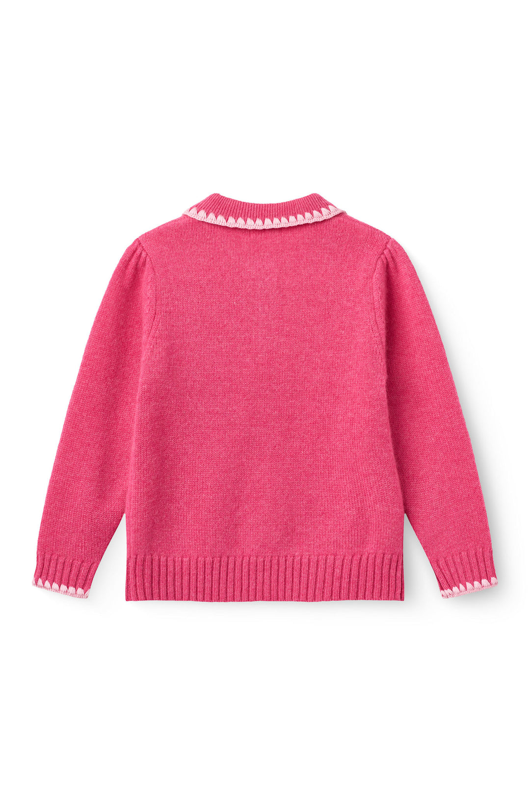 Cashmere Blouse w. Collar & Blanket Stitch - Fuschsia Comb.