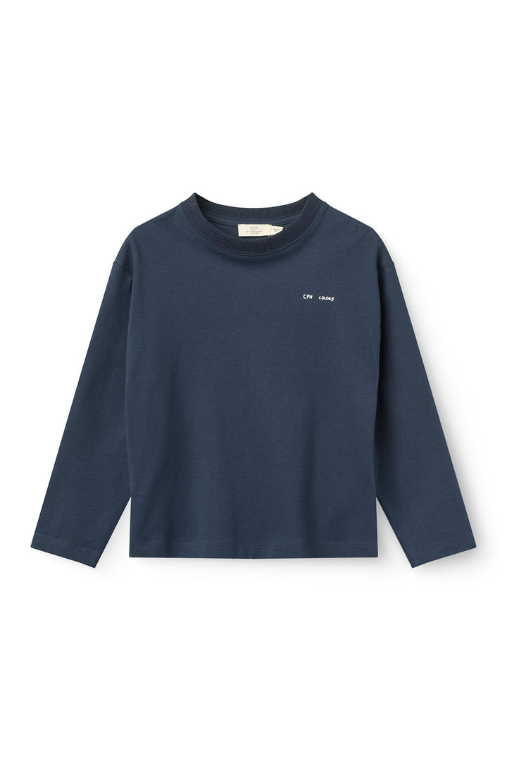 Ls T-Shirt w. Print - Navy