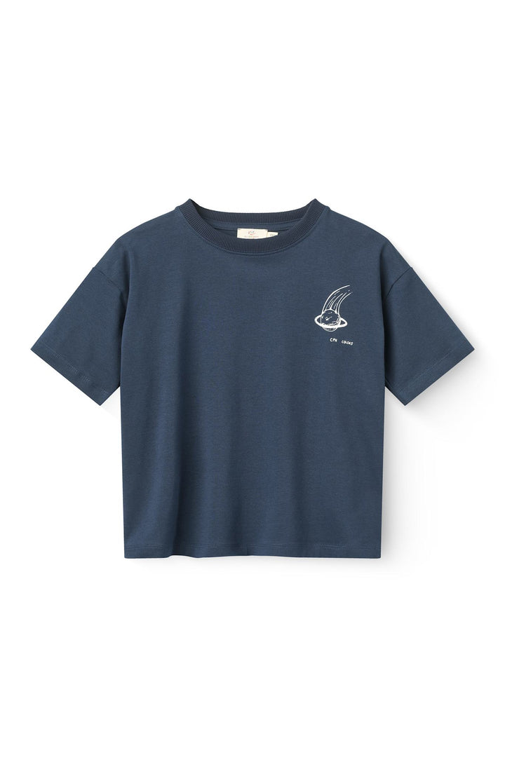 T-Shirt w. Print - NAVY