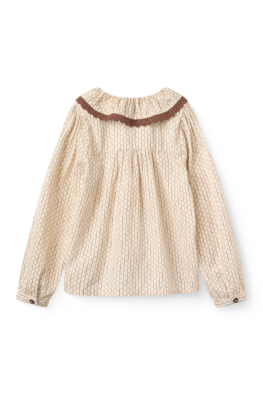 Aop Shirt w. Frill & Lace Piping - Sand Flower Print