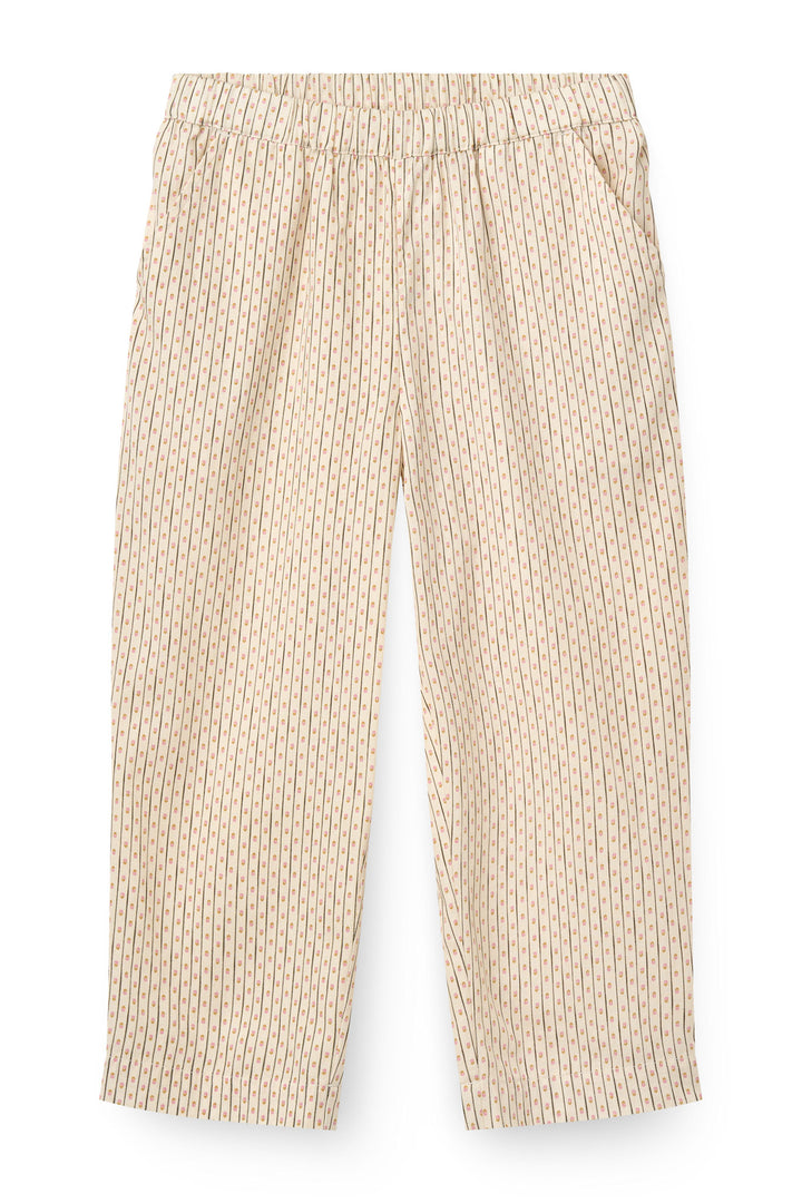 Aop Twill Pants w. Adjustable Waist - Sand Flower Print