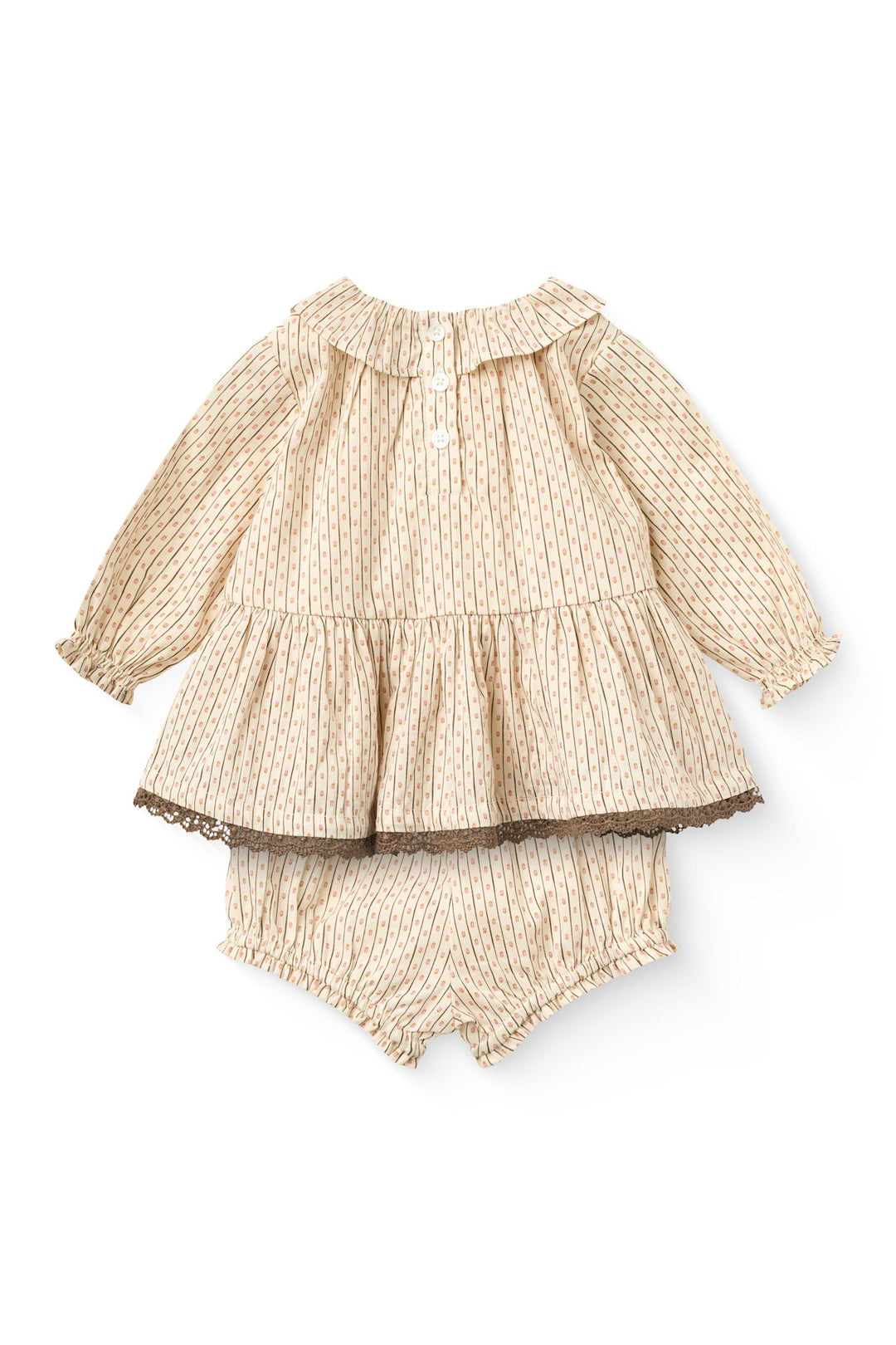 Twill Aop Baby Set Blouse & Bloomers - Sand Flower Print