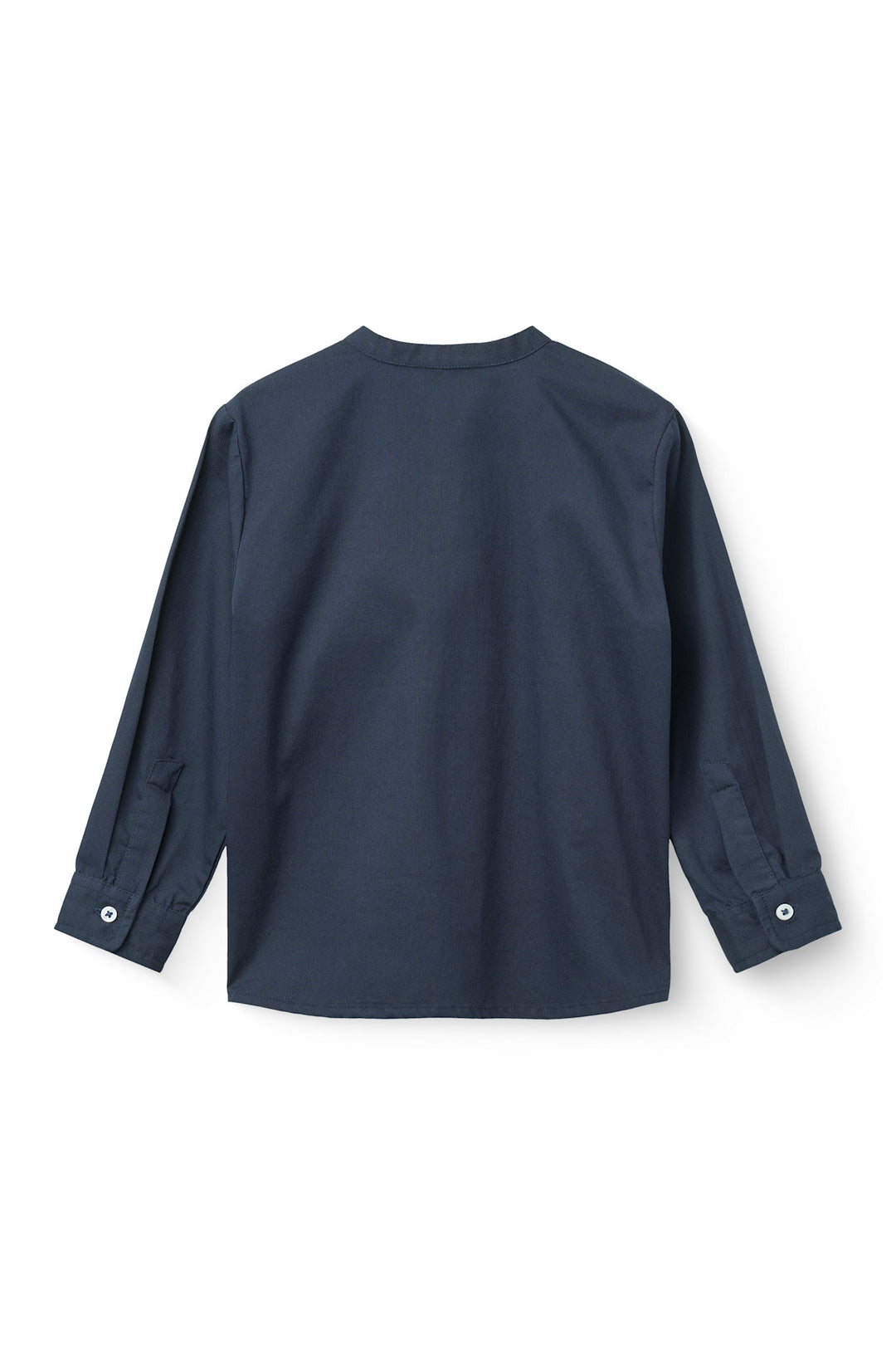Twill Shirt w. Mandarin Collar - Navy
