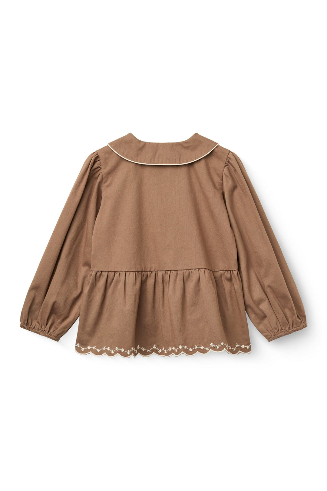 Twill Blouse w. Embroidery - Walnut