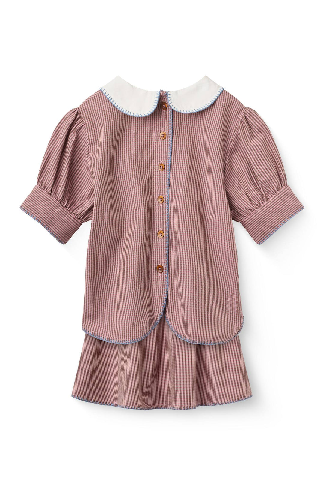 Checkered Blouse and Skirt Set - Winter Rose Check Comb.