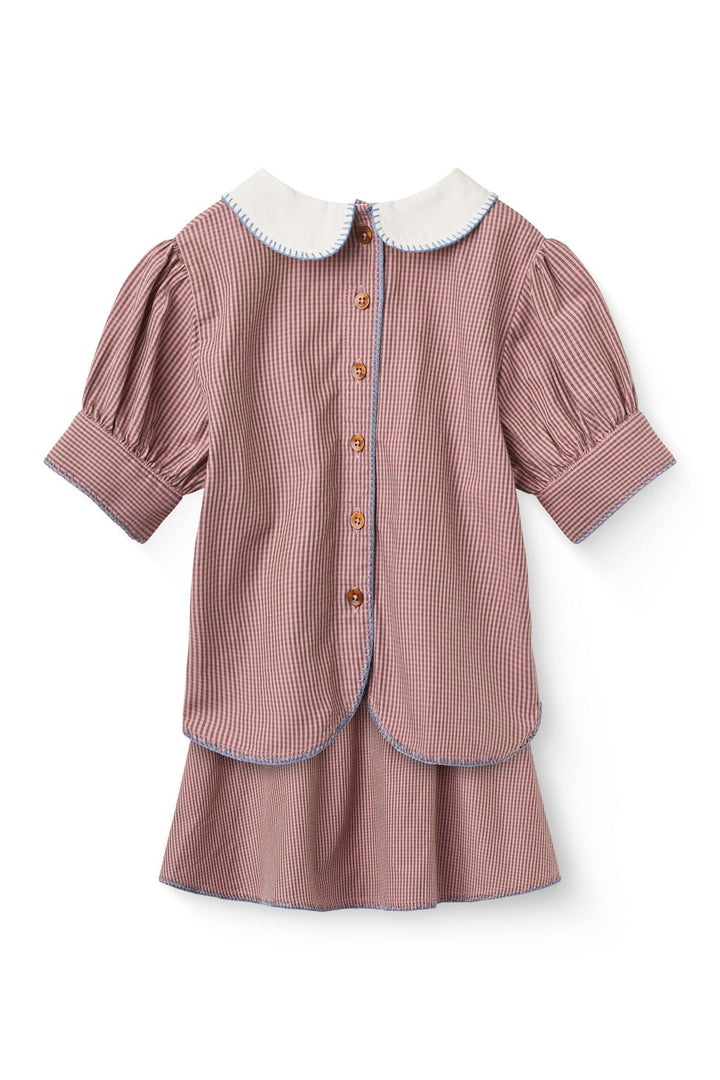 Checkered Blouse and Skirt Set - Winter Rose Check Comb.