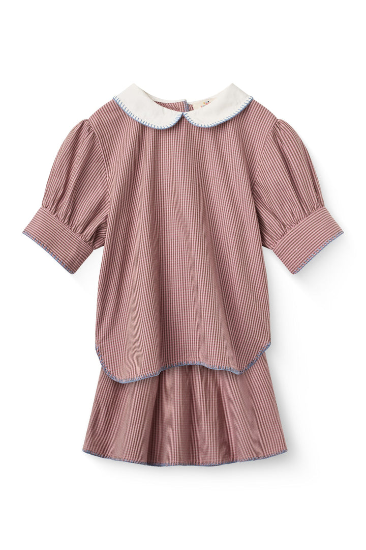 Checkered Blouse and Skirt Set - Winter Rose Check Comb.