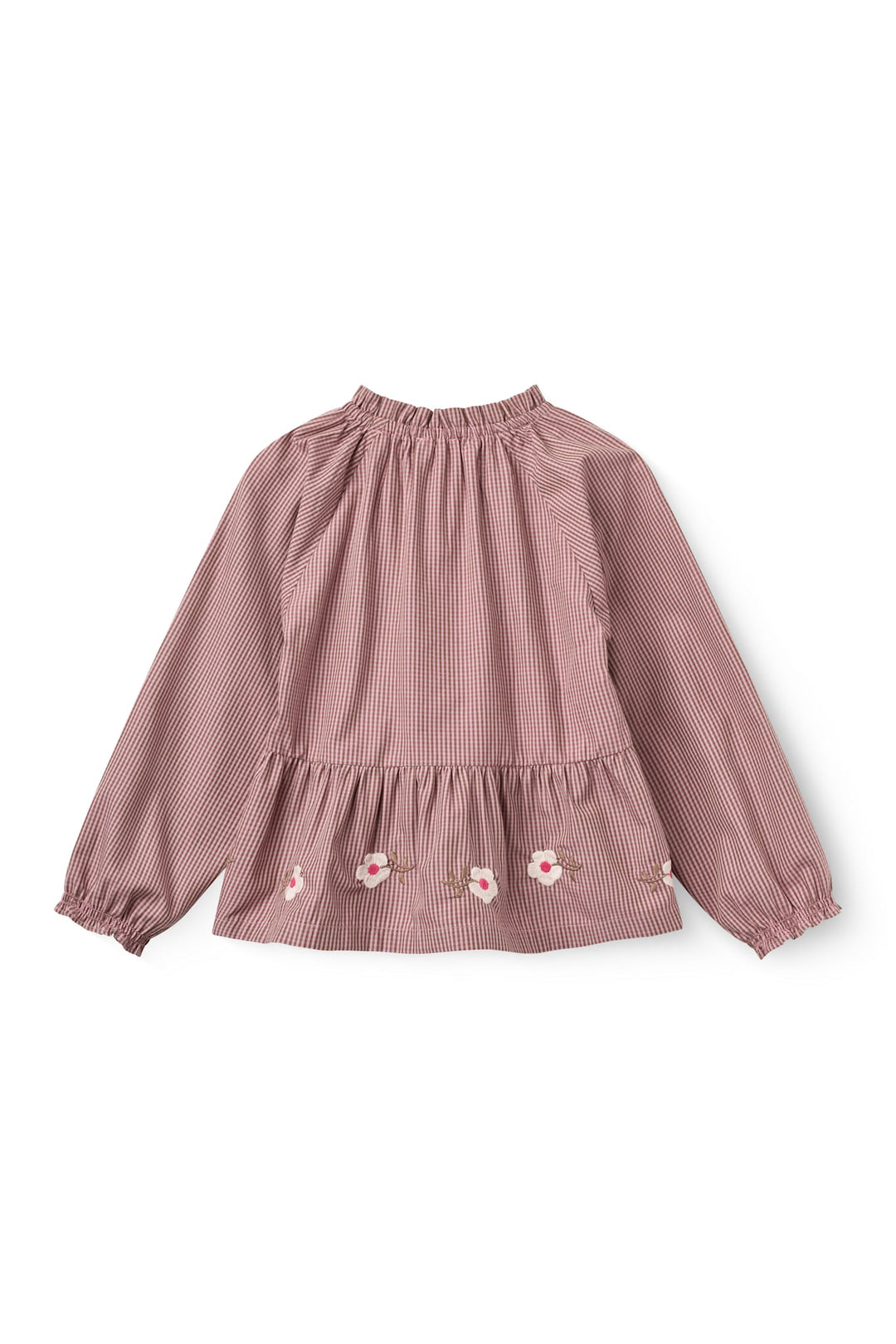 Blouse w. Flower Embroidery - Winter Rose Check Comb.