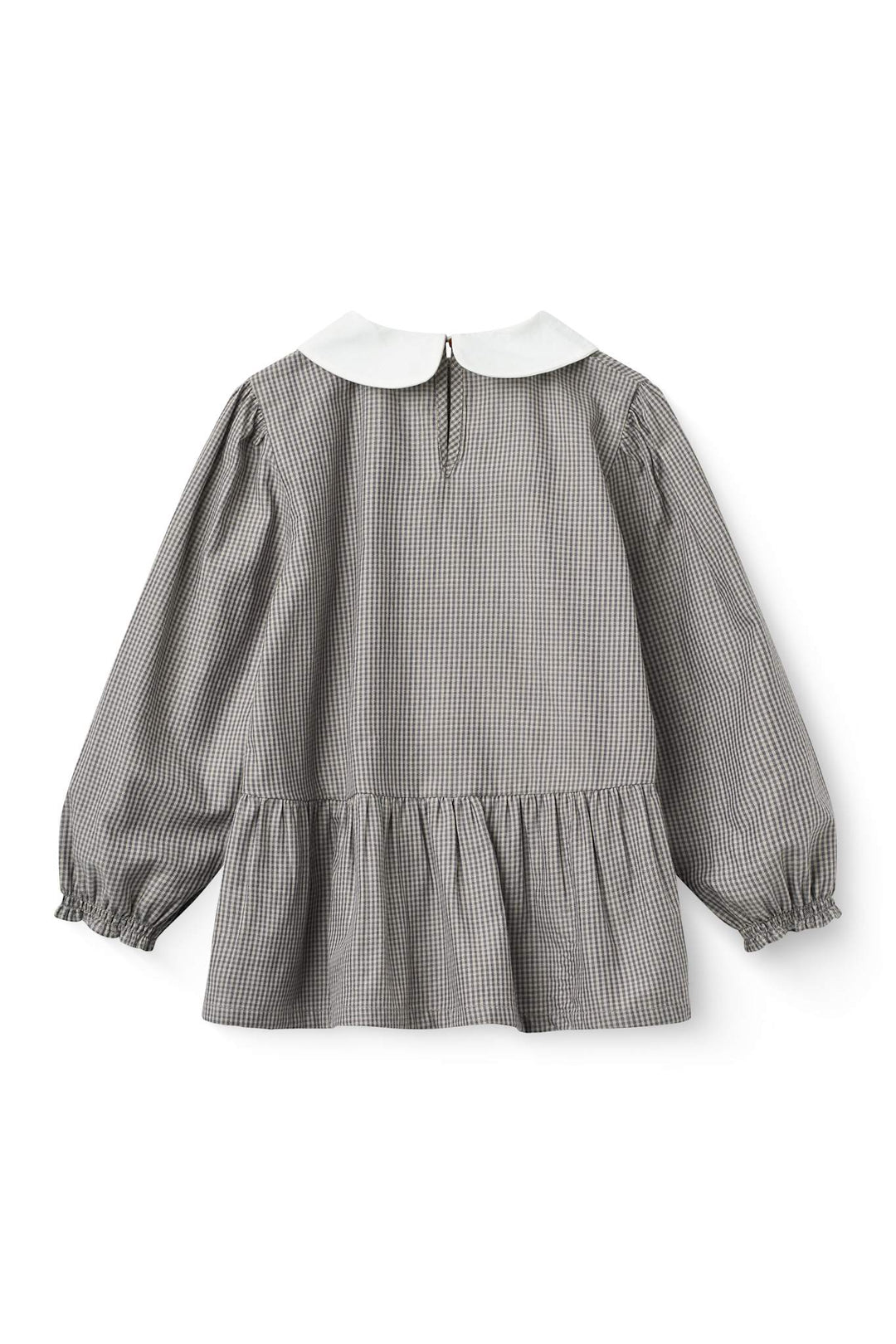 Blouse w. Collar Embroidery - Grey Check Comb.